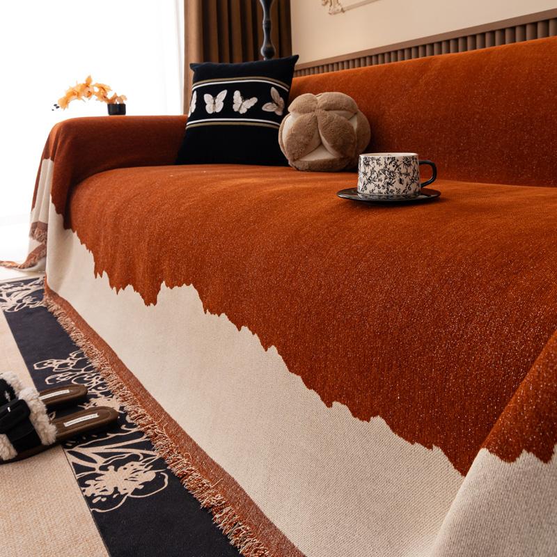 Новый чехол для дивана из шенилла, антицарапающий одеяло из белого и серого дерева, полотенце для дивана, декор для гостиной, гобеленовый чехол для дивана