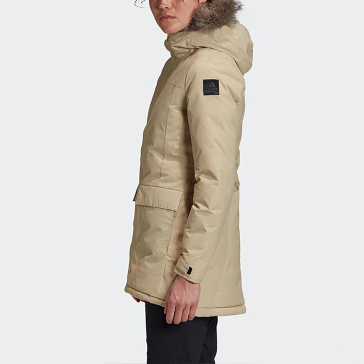 Adidas Xploric теплое однотонное хлопковое пальто средней длины женские пальто цвета хаки GE7790