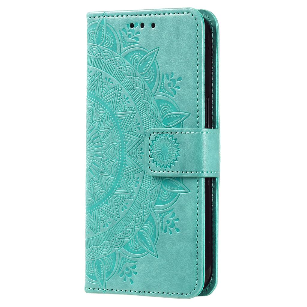 For Samsung Galaxy A17 Stand Case Imprinted Totem PU Leather Wallet Phone Cover with Wrist Strap