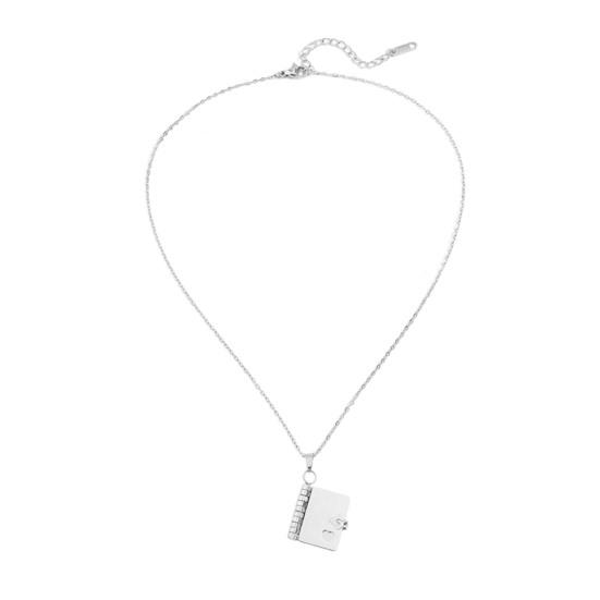 Ожерелье-книга из титановой стали, открывающееся, мини-подвеска-книга, ожерелье с подвеской в виде книги любви, ювелирный подарок для нее