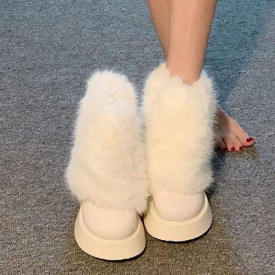 Флисовые пушистые ботинки на толстой подошве женские 2025 осень и зима новые утепленные ботинки-трубы маленькие ароматные короткие ботинки модные зимние ботинки