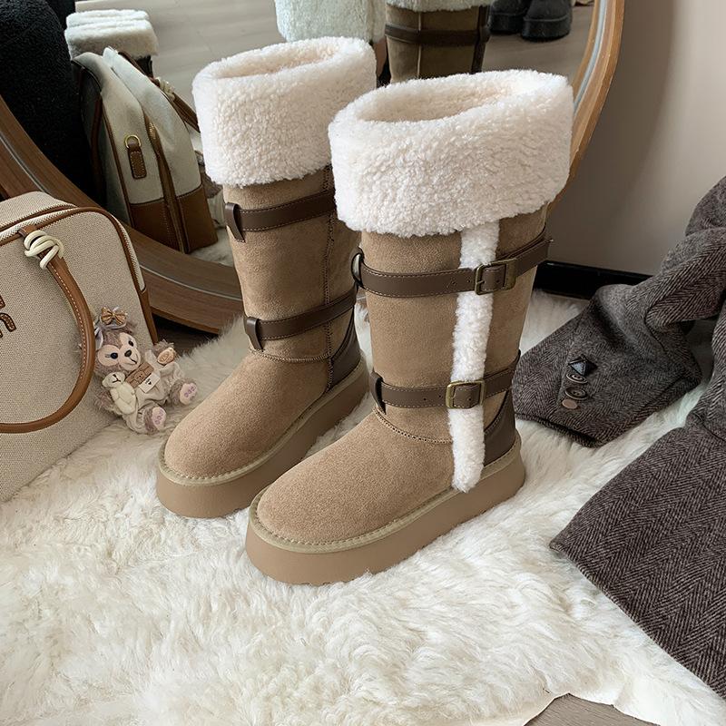 Женские высокие ботинки с модной пряжкой на ремне, легкие, с мягкой подошвой, зимние, теплые, на меху, одна пара, зимние ботинки, на подкладке, нескользящие, повседневные, спортивные, хлопковые ботинки