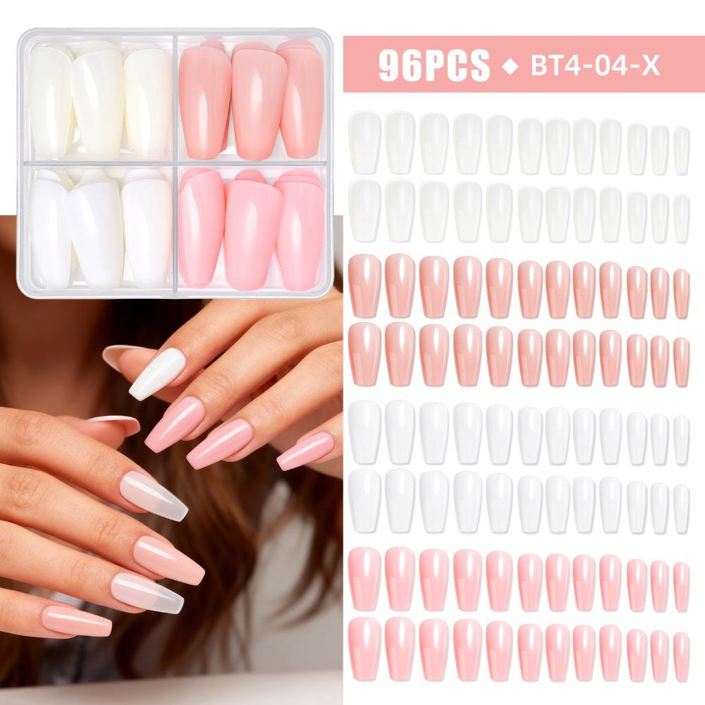 96pcs Mix Color French False Nails Coffin Ballet Press on Nails Woman DIY Nail Art