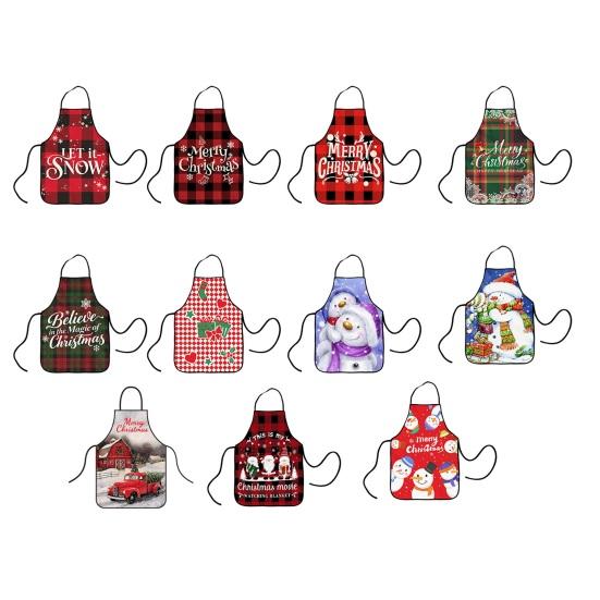 Рождественский фартук Праздничный фартук с принтом для готовки и сервировки Регулируемая шейная лямка Кухонный фартук для готовки, садоводства, официанта
