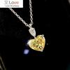 Trendy Design Heart Necklaces for Women with Yellow Zirconia Simple Temperament Pendant Jewelry Graceful Accessories Gift