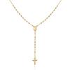 Barzel 18K Virgin Mary Rosary Bead Cross Necklace Made In 18 No Gemstones Gold-Plated - Brazil, Inches, Brass,