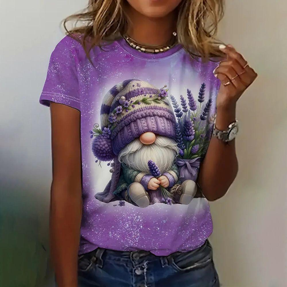 Летний топ с круглым вырезом и принтом 3D Санта-Клауса, модные повседневные женские футболки с короткими рукавами