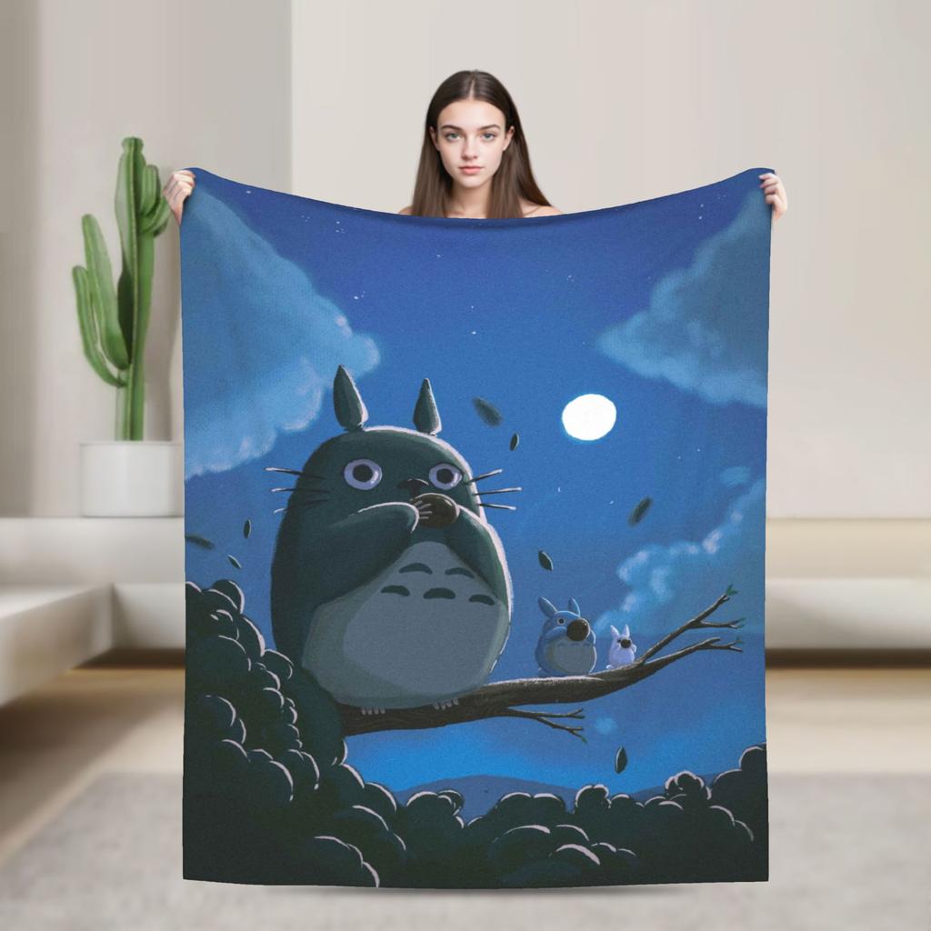 Anime Tonari No Totoro blanket Cover Fleece T-Totoros Cute Warm Throw blanket for Home Couch Bedroom Quilt