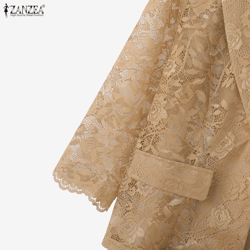 ZANZEA Женская летняя модная прозрачная кружевная кардиган-блузка