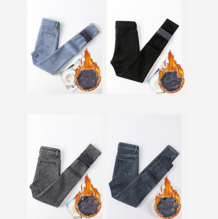 Women Skinny Jeans Winter Velvet Plush Warm High Waist Jeans Girls Denim Pants