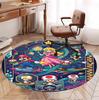 Princess Peach Toadstool Pattern Round Rug, Indoor/Outdoor Mat, for Picnic, Gameroom, Bedroom, Office, Living Room, Home Decor Carpet, Birthday Gift