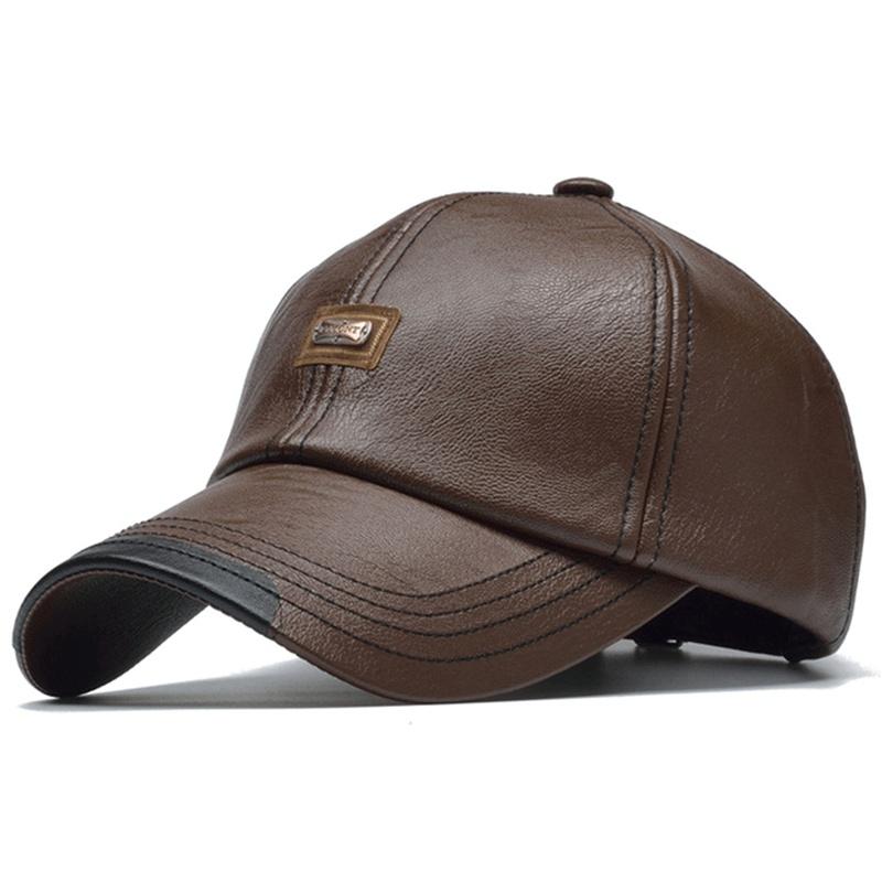 High Quality Baseball Cap Casual Fashion Hat Autumn and Winter Warm Caps PU Leather Hats for Men