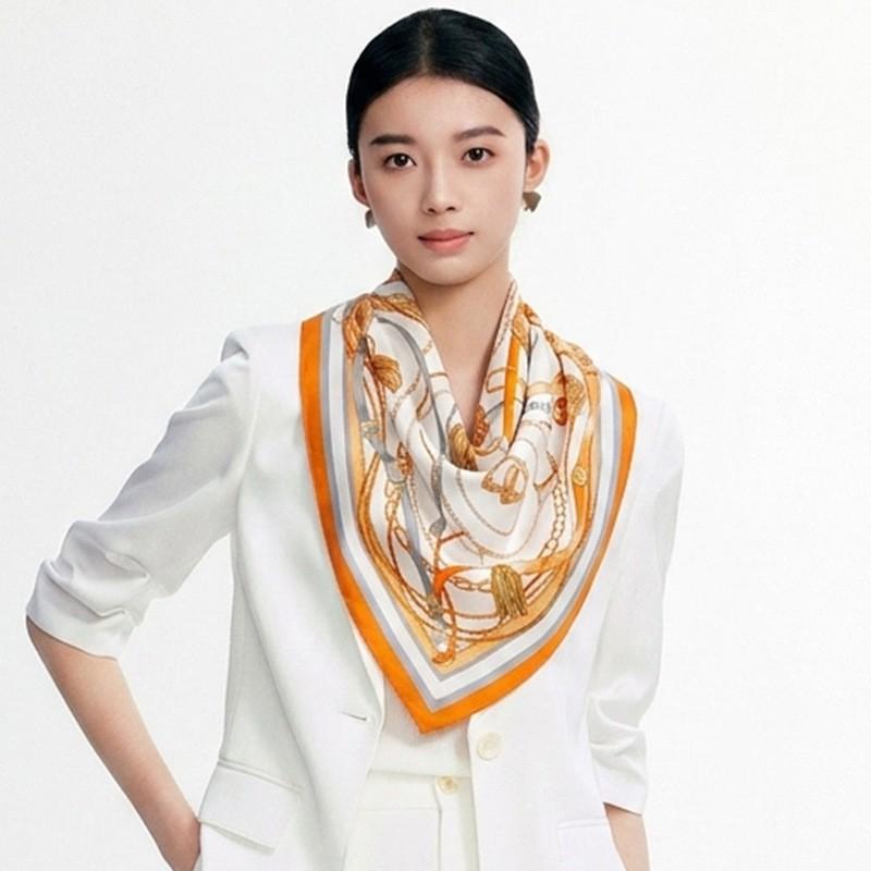 Double-sided Floral Print 100% Silk Scarf 86x86cm European Style Foulard Gift