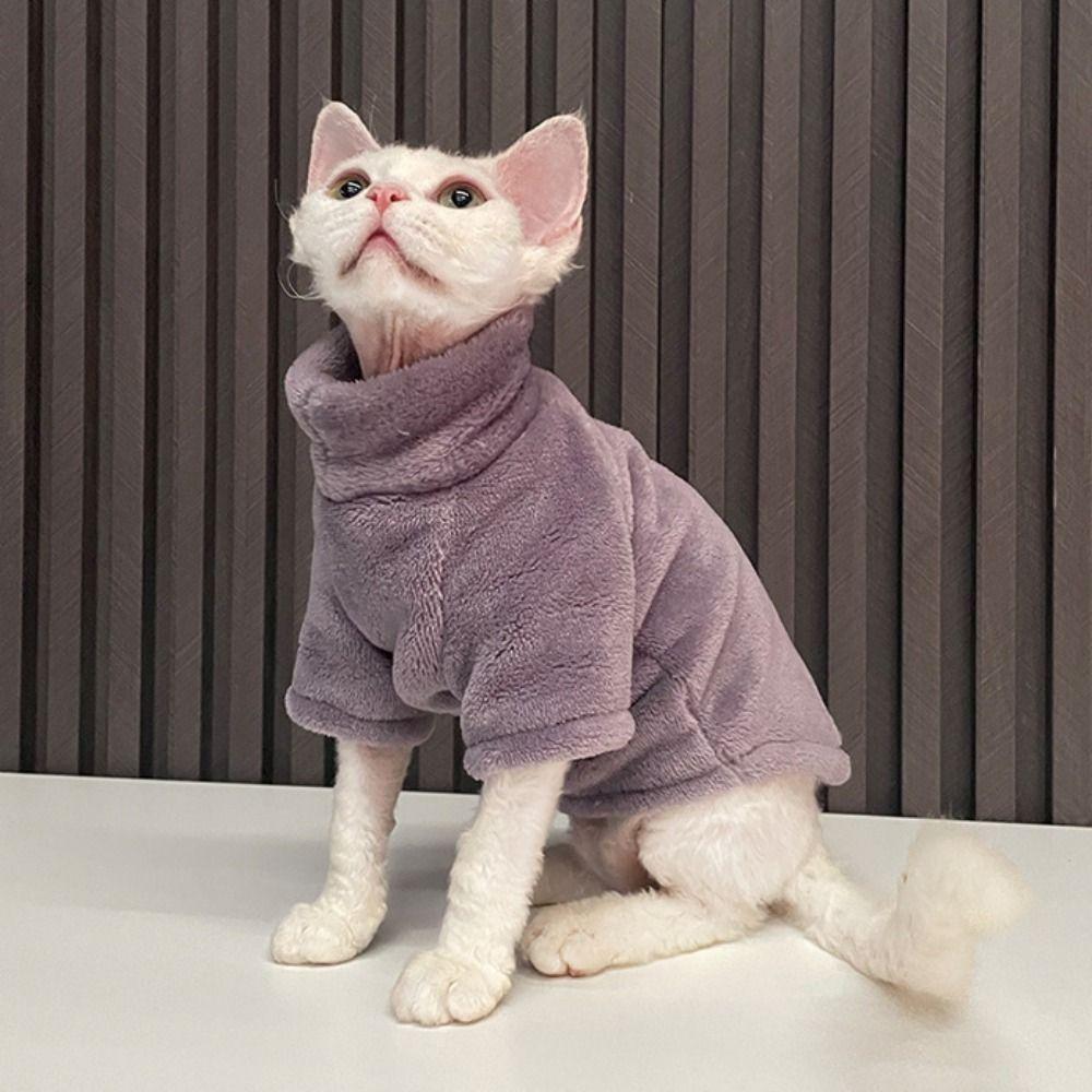 Теплый свитер с лысым котом, водолазка, зимняя одежда для собак, теплые кофты с котом для осени и зимы