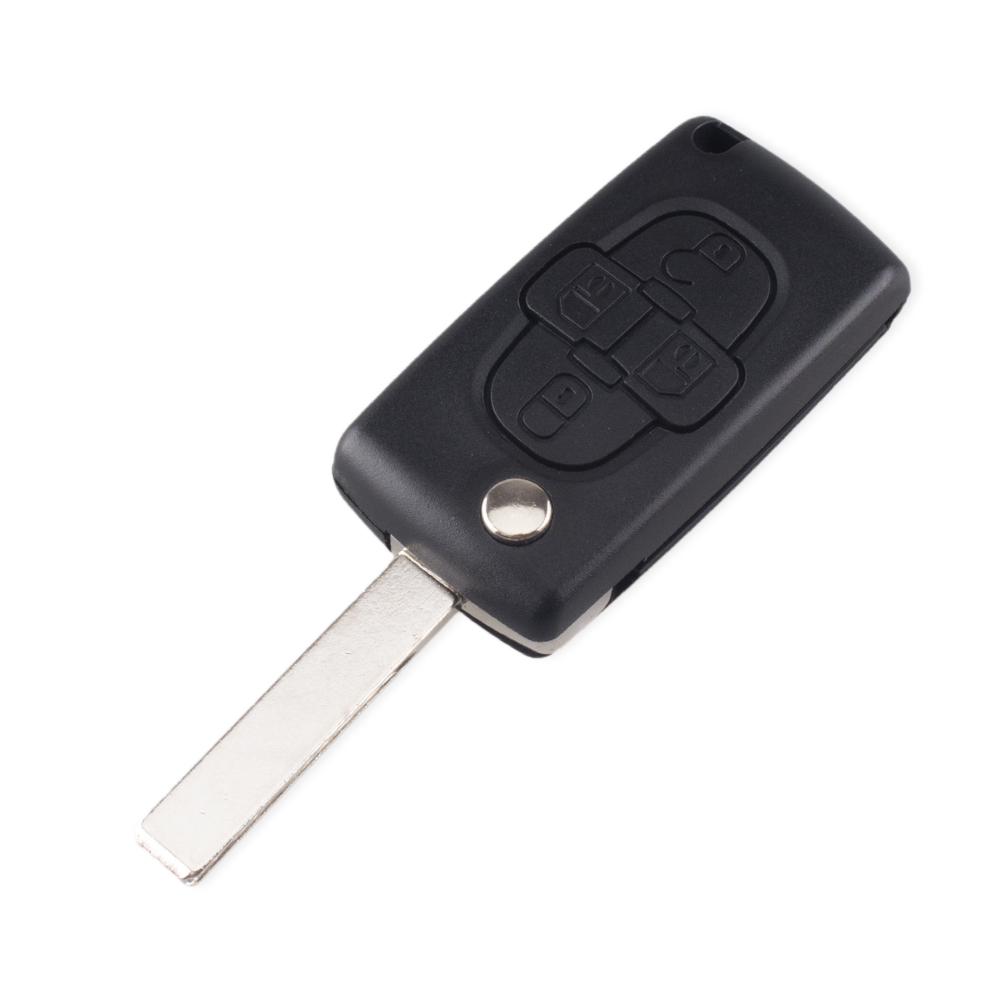 4 кнопки откидной чехол для дистанционного ключа для Peugeot 307 308 408 1007 для Citroen C4 C5 C8 Triomphe Quatre необработанное лезвие с канавкой CE0523
