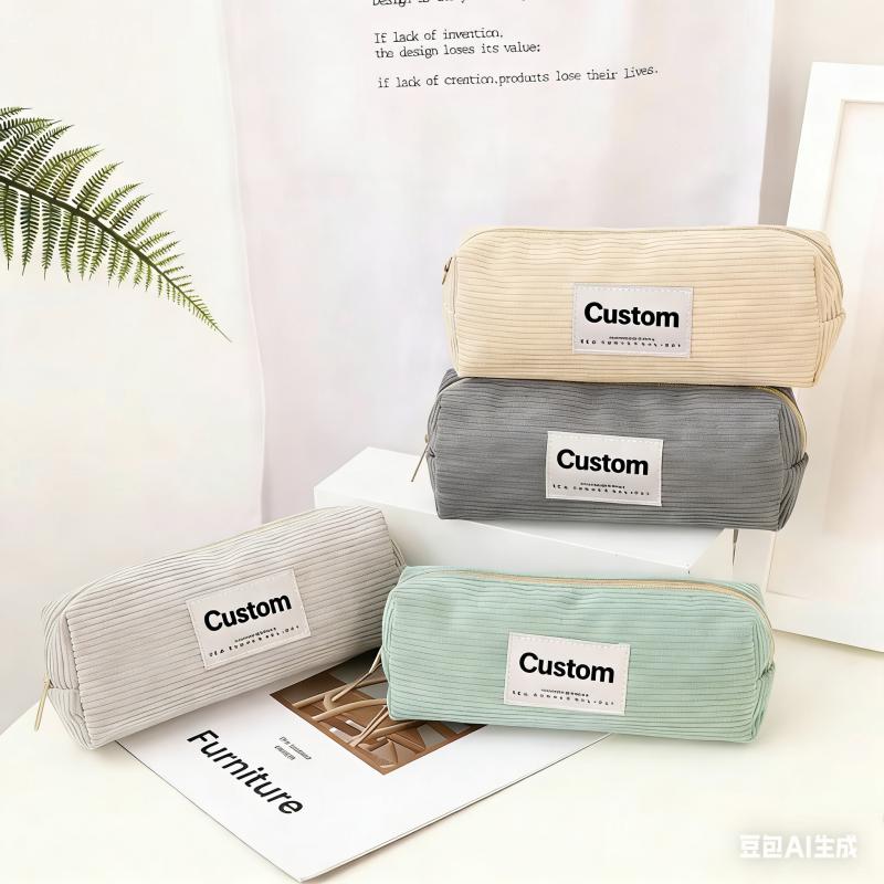 Customizable LOGO Custom Gift Cute Shark Fabric Pencil Case Embroidery Pen Bag Office School Cosmetic Bag
