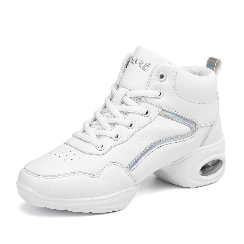 Женская кожаная танцевальная обувь на мягкой подошве, средняя верхняя танцевальная обувь для практики, танцевальная обувь для джаза, танцевальные кроссовки