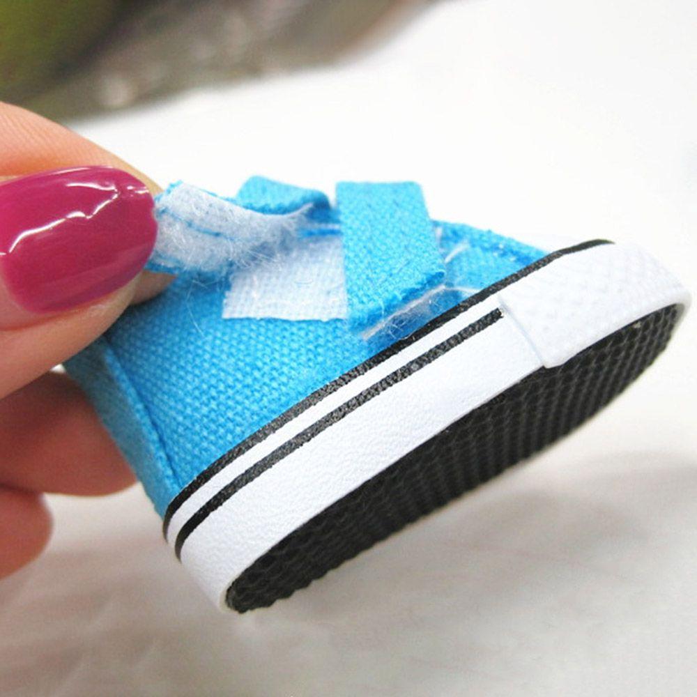 Pair 5cm Length Playing House Handmade Props Denim Canvas Doll Shoes Mini Sneakers Toys Accessories