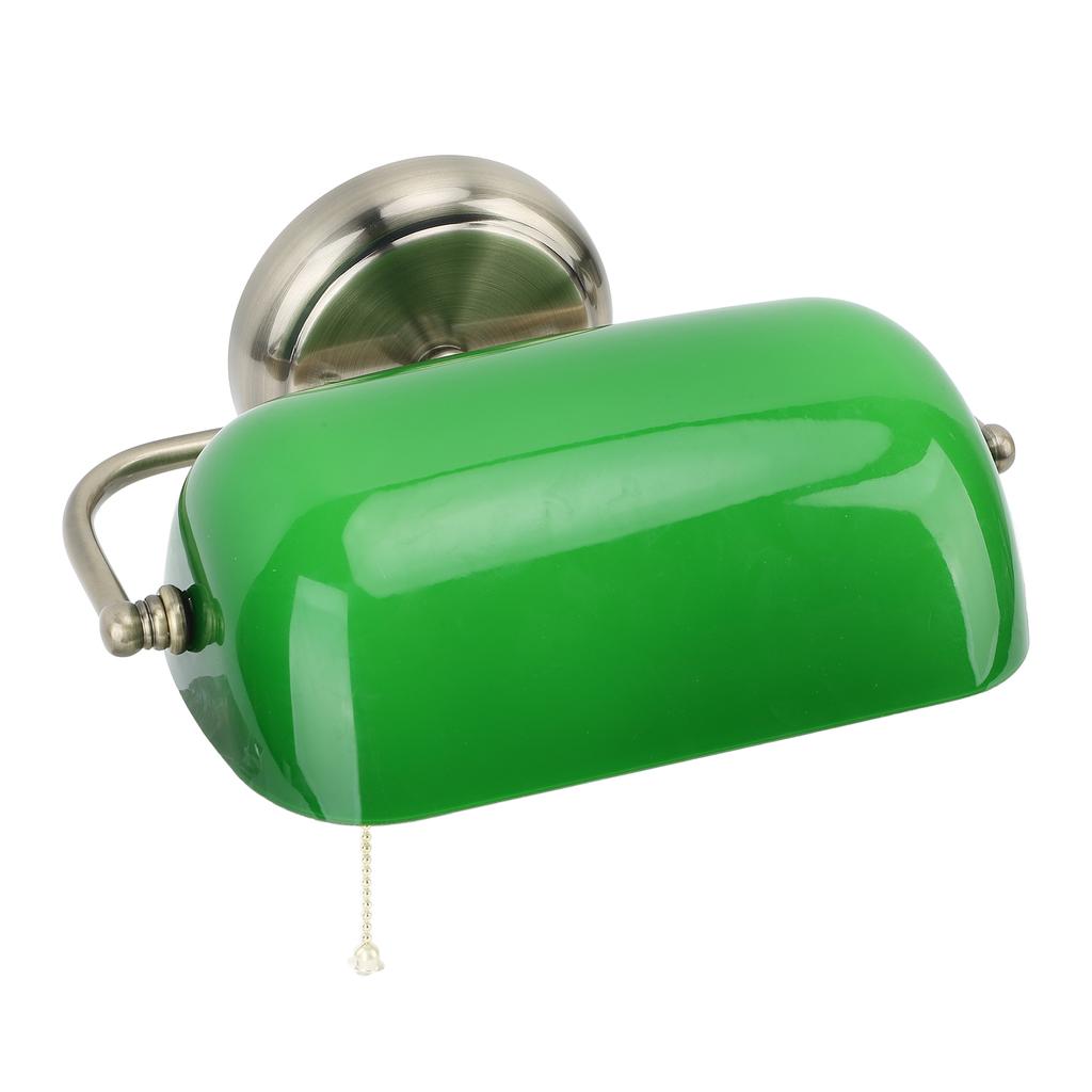 Green Banker Wall Lamp with Pull Chain Switch Vintage Indoor Wall Sconces for Bedroom Dining Room