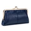 Women's Retro Long Genuine Leather Wallet Handbag - Large Capacity, Waxed Gold Clip Style