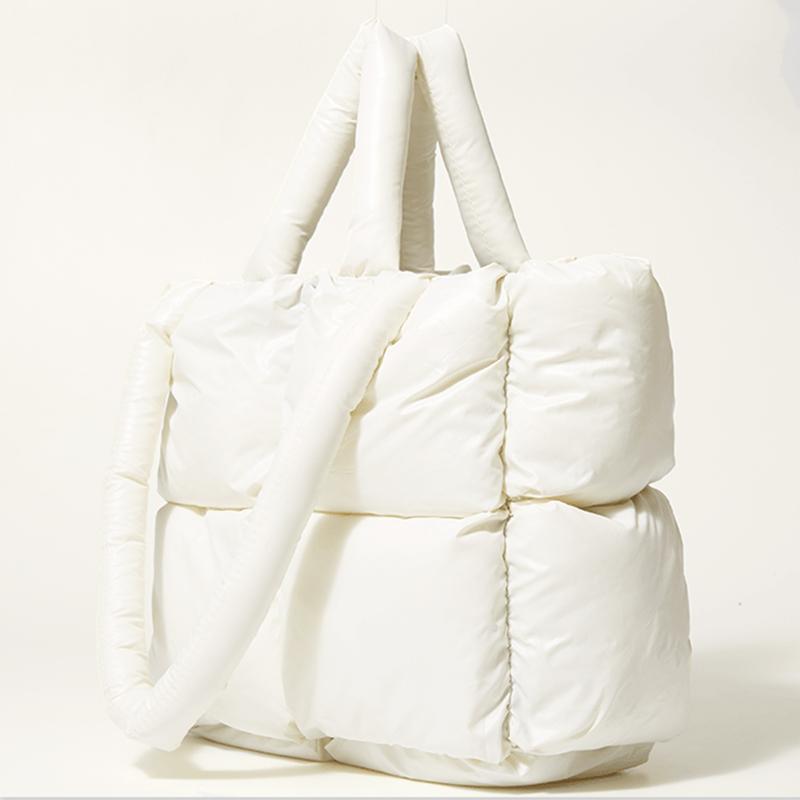 Зимняя новая пуховая сумка-тоут, большая вместительная сумка на плечо, модная сумка из мягкой ткани, женская сумка для покупок, космические хлопковые сумки