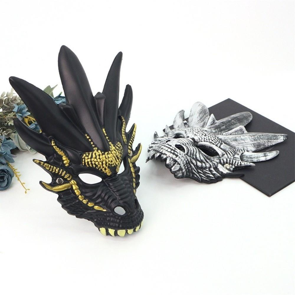 Plastic Dragon Head Mask Full Face Masquerade Mask Punk Halloween Mask  Makeup