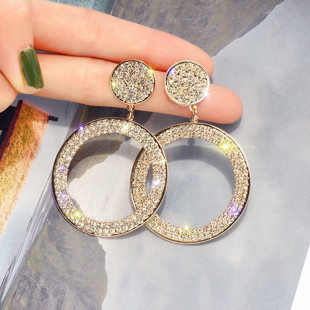Jewelry Crystal Round Dangle Earrings Drop Earrings Circle Earrings Earrings