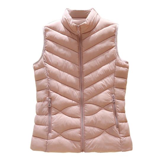 Women's Padded Vest Autumn Winter Ultra Light Zipper Closure Warm Sleeveless Jacket Slim Fit Windproof Stand-up Collar Waistcoat for Home Work