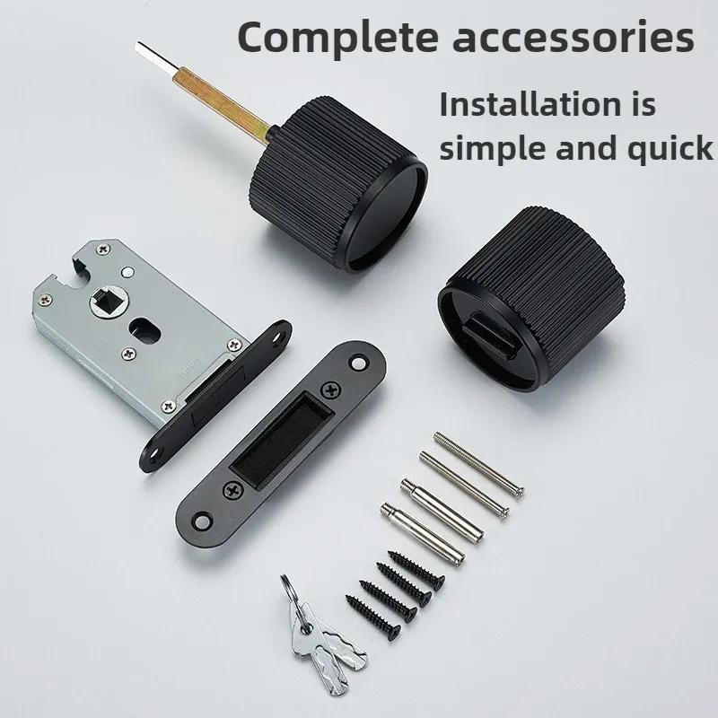 2026 Minimalist Round Ball Magnetic Door Lock Indoor Door Hidden Key Round Door Handle Silent Home Room Wooden Door Lock