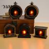 Artificial Flame Fireplace Figurine Retro Simulated Night Light, LED Flickering Lamp, Cozy Atmosphere Vintage Distressed Tabletop Decor Lights