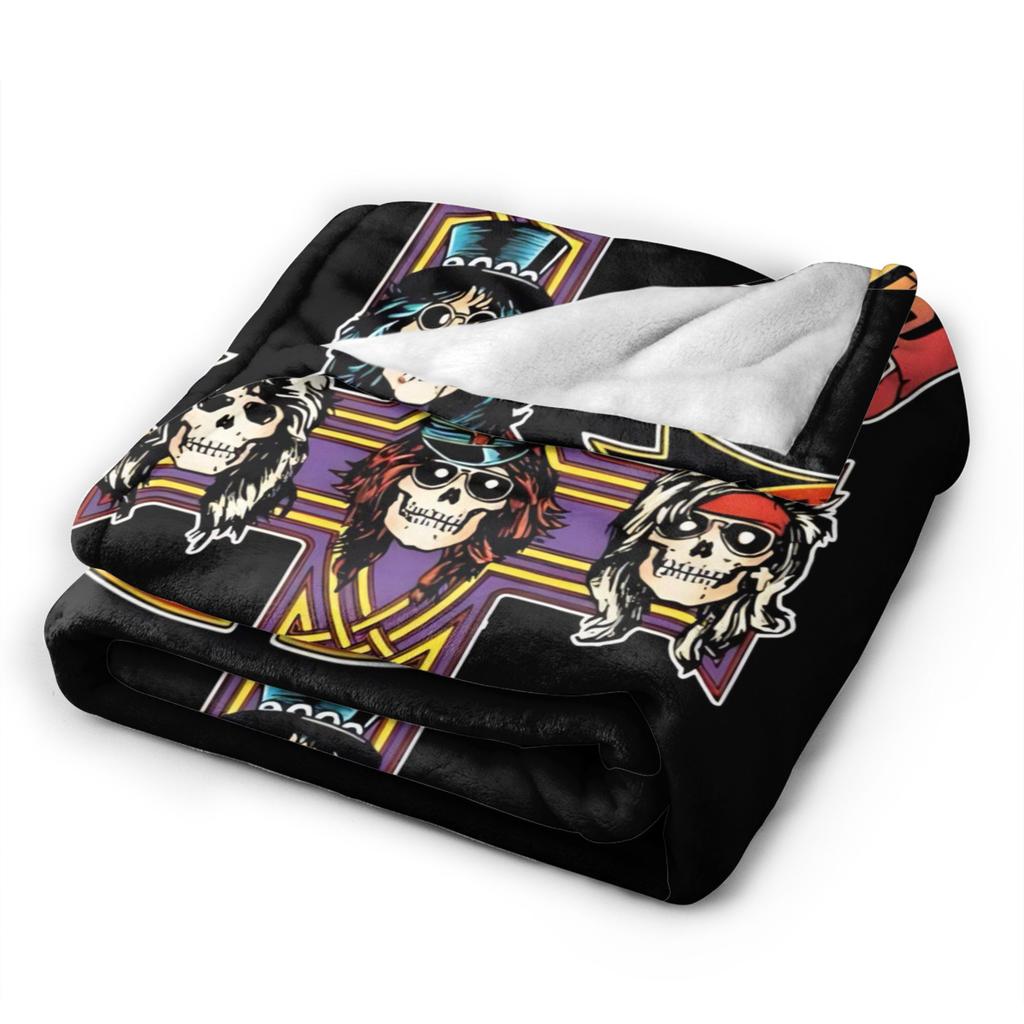 Guns N Roses Band Warm Soft Blanket Travel Office Plush Throw Blanket Novelty Couch Chair Flannel Bedspread Sofa Bed Cover