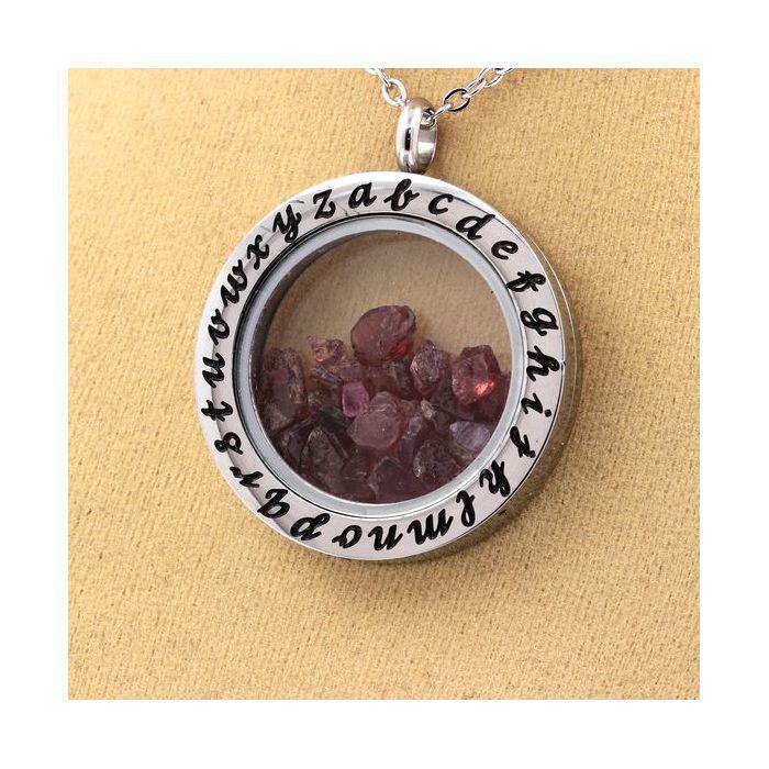 Stones and Minerals. Raw Rhodolite Garnet Necklace. Alphabet Model.