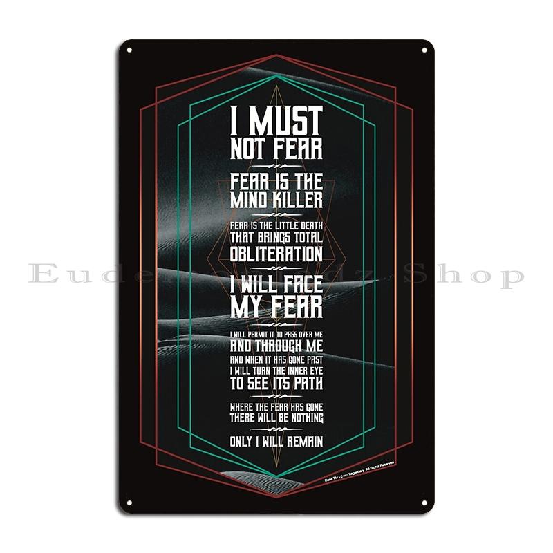DORA Tin Sign Fear Is The Mind Killer Dune Litany Poster Metal Plaque Funny Wall Decor Cave Pub The Mind Killer Dune Litany Tin Sign Poster