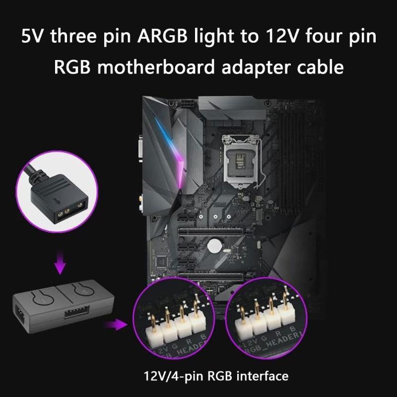 Конвертер 5V 3Pin ARGB в 12V 4Pin ARGB Конвертер 5V ARGB в 12V ARGB Ручной контроллер Передача Вентилятор корпуса