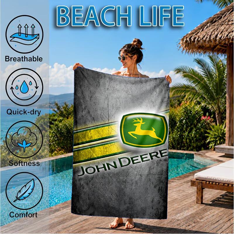 Пляжное полотенце John Deere, Быстросохнущее, Легко ухаживать, Подходит как для фитнеса, так и для пляжного отдыха, Спортивный незаменимый аксессуар