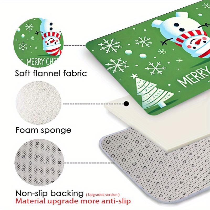 Flannel Thickness Mat - 1pc Door Mat, Winter Christmas Snowman Skid Resistant Mat, Comfortable Floor Mat, Merry Christm