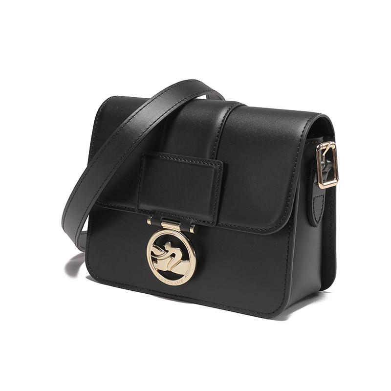 Longchamp Box-Trot 18 Snap Flap Adjustable Shoulder Strap Calfskin Small Square Shoulder Crossbody Bag Women bags Black 10174HAU001