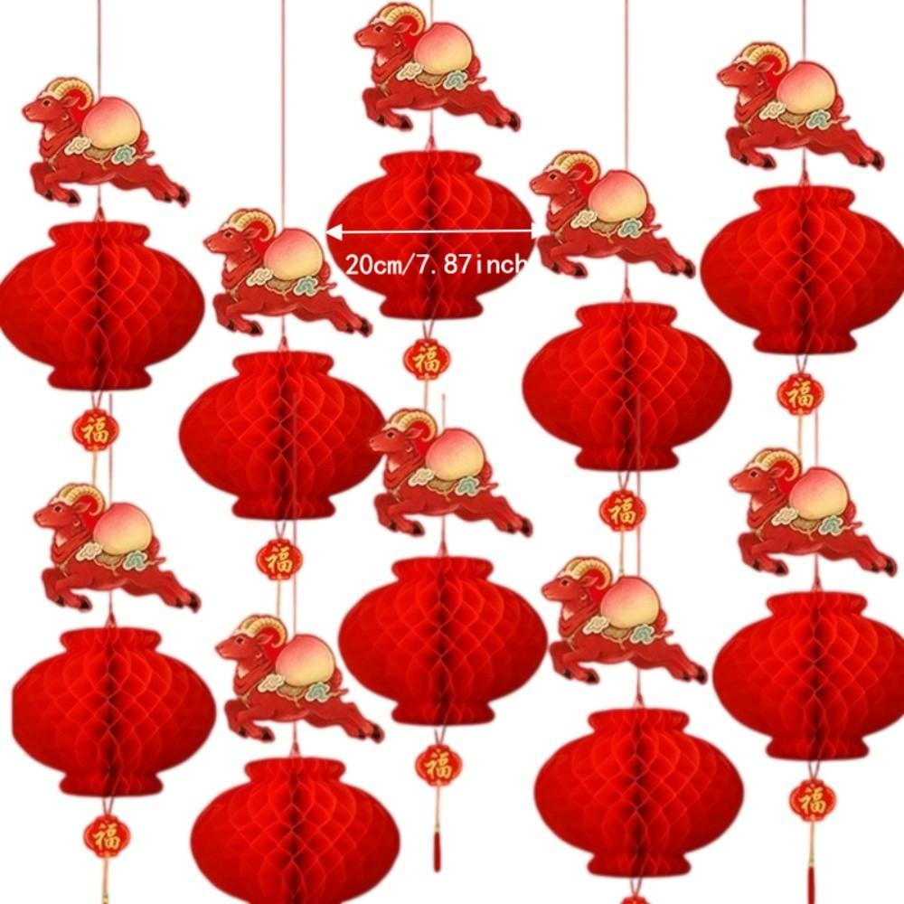 10pcs Traditional 2027 Goat Year Lantern Pendants Home New Year Decor
