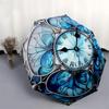 1pc Stained Glass Clock Design Umbrella with Plastic Handle,Suitable for All Seasons Home Travel Outdoor UmbrellaDD140