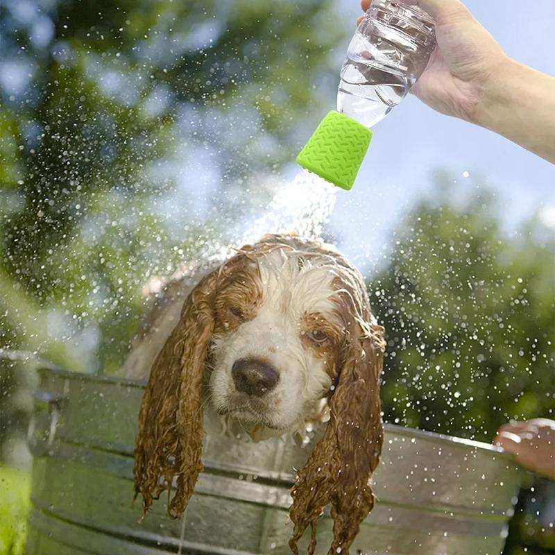 Silicone Pet Shower Head Portable Outdoor Dog Bath Nozzle Universal Water Bottle Shower Head Hiking Beach And Camping Supplies