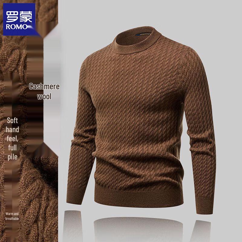 Romon Men's Cashmere Blend Cable Knit Sweater