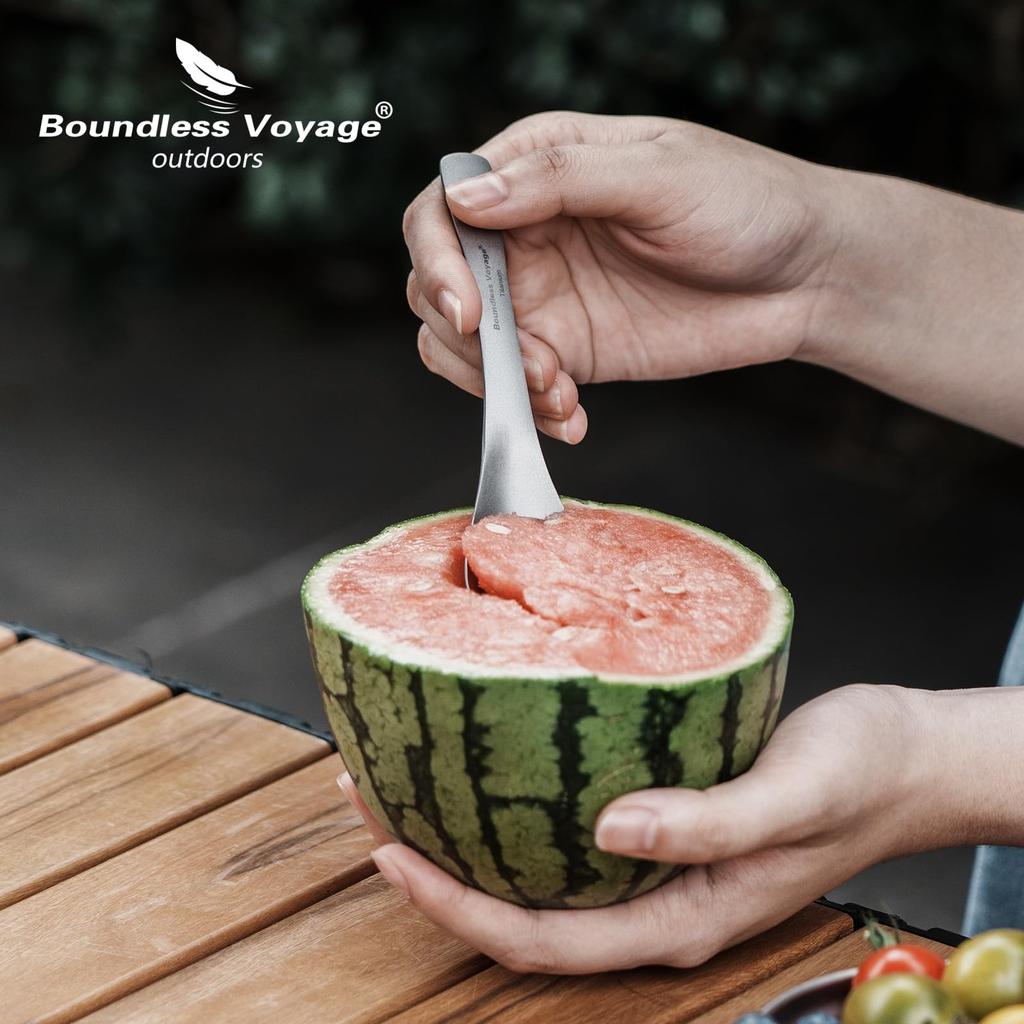 Boundless Voyage Titanium Titanium Matte Includes Storage Bag Spoon Ti1067T Spoon, Shallow, Cookware, Lightweight, Rust-Resistant, Shatter-Resistant,