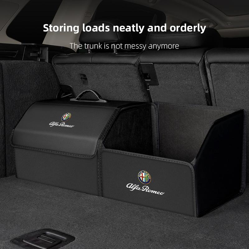 Car Trunk Leather Storage Box Foldable Auto Organizer Bag For Alfa Romeo Giulietta Mito 159 Giulia Stelvio 156 147 Tonale BreraGF8