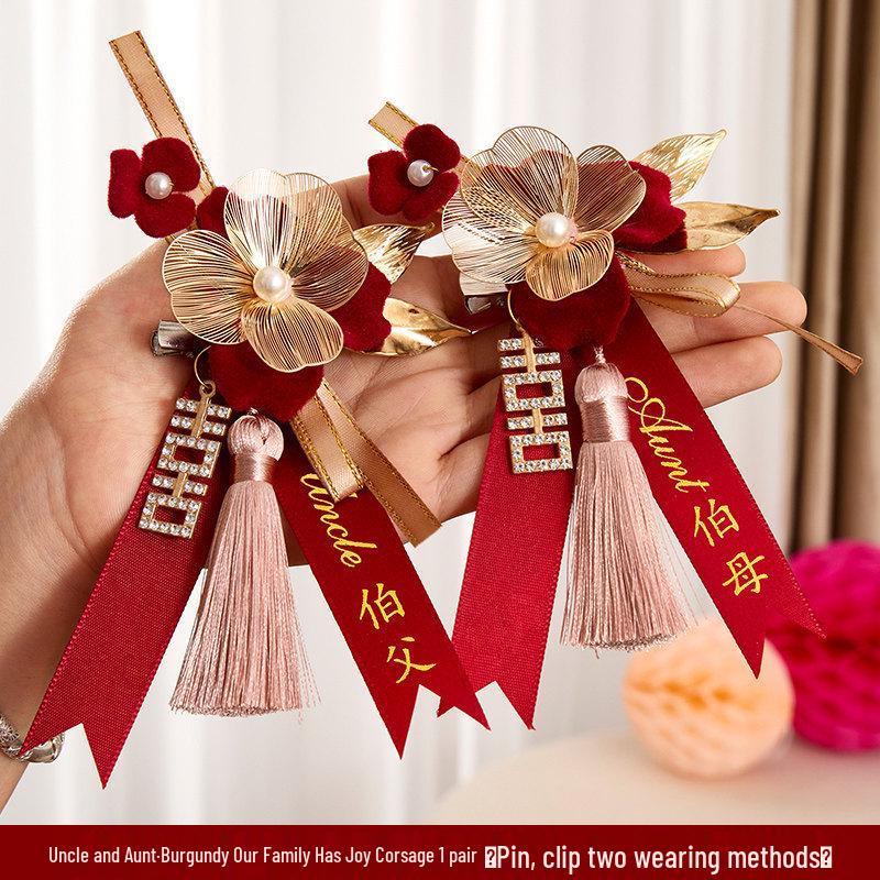 Complete Wedding Boutonniere Set: Groom, Bride, Parents Lapel Flowers & Brooches