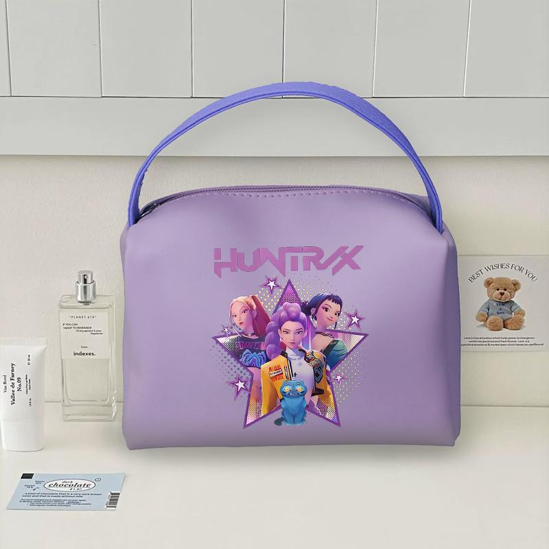 KPop Demon Hunters Handheld Make Up Bag Organizer for Women Portable Tracvel Cosmetics Handbag Waterproof Toiletry Makeup Bags
