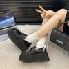Fashion Versatile Muffin Platform Small Leather Shoes Women's 2025 New British Retro Height-increasing Small Loafer Single Shoes