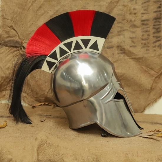 Шлем ручной работы греческий коринфский серебряный доспех спартанского воина плюмаж гребень реквизит для косплея