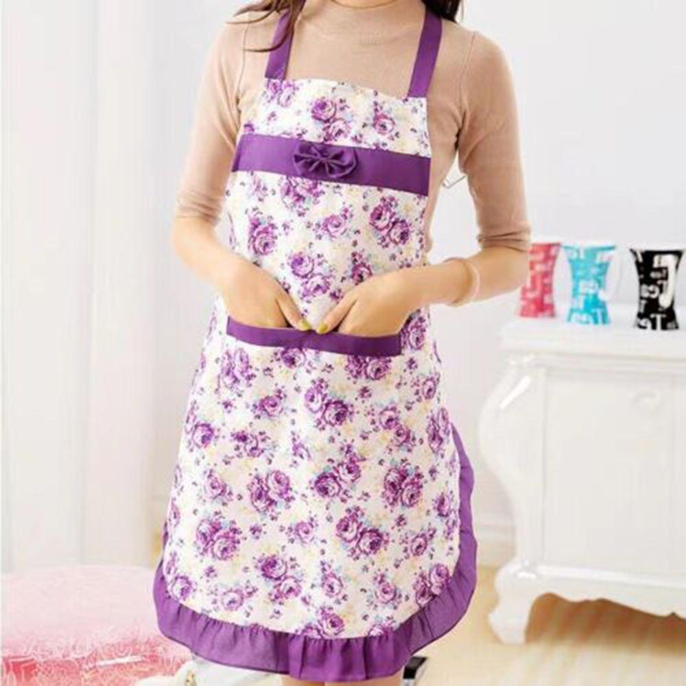 Lace Kitchen Waterproof Bib Female Floral Apron Cooking Bake