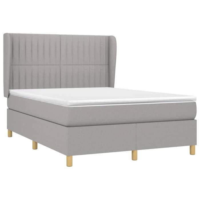 Maison Exclusive - Sommier à lattes de lit avec matelas Gris clair 140x200cm Tissu