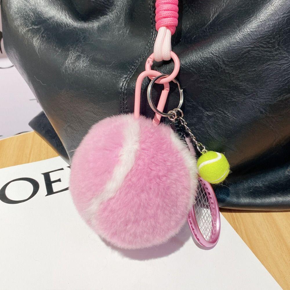 Backpack Hanging Tennis Ball Plush Pendant Plush Plush Tennis Keychain  Car Decoration
